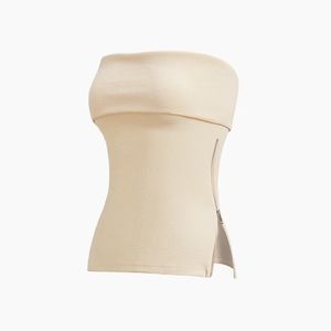 COMMENSE Zip Down Overfold Strapless Tube Top